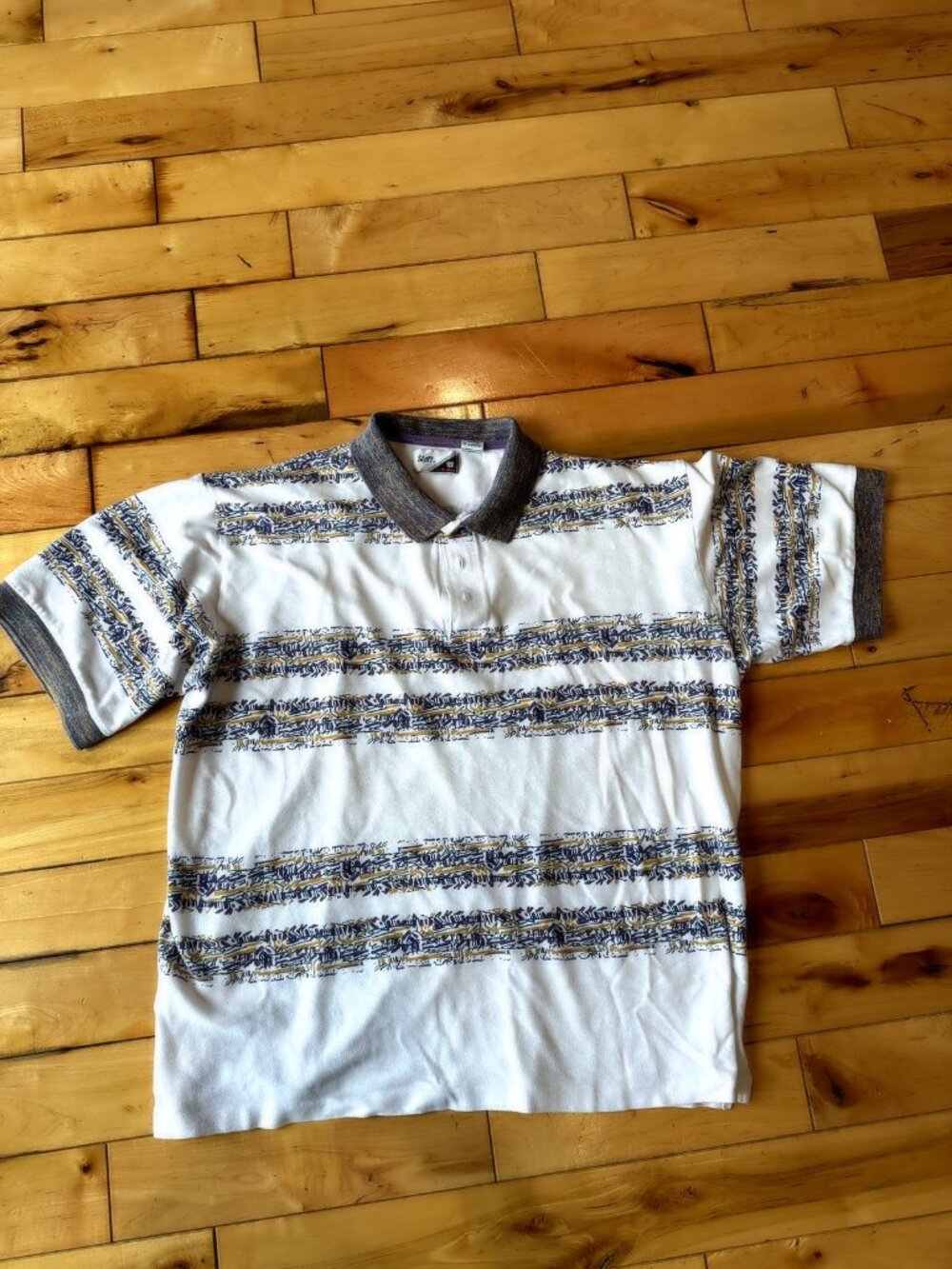 Staff Vintage Polo Shirt | White Navy Gold | Size XL